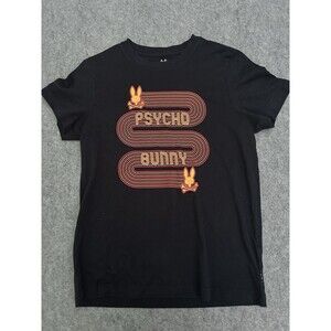 Psycho Bunny Men's Size 2 XXS Black Dorton Graphic Print Short Sleeve T-Shirt